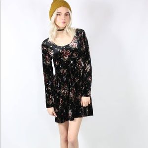 Vintage velvet floral skater dress